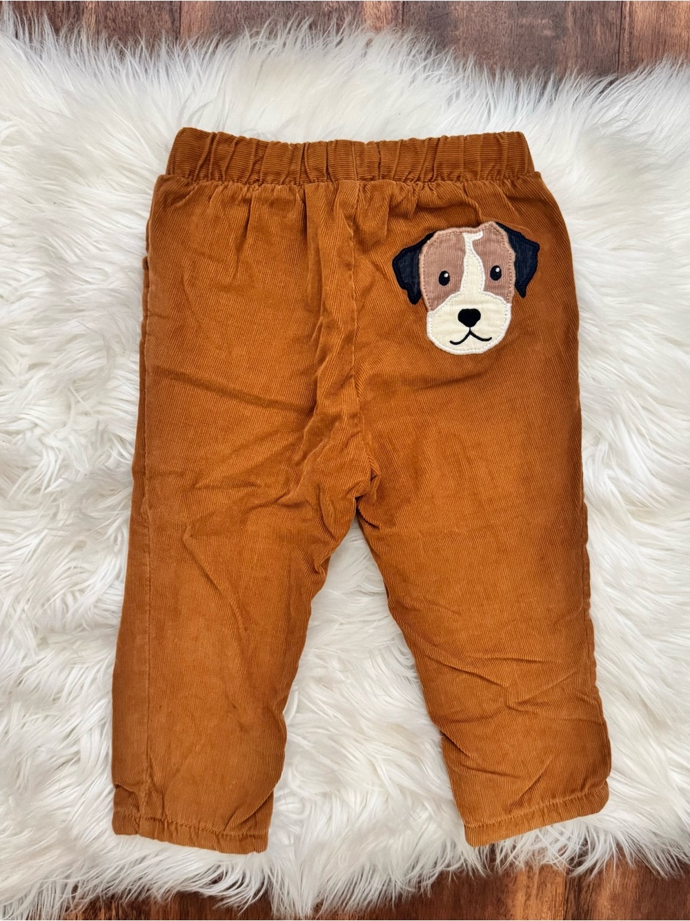 Mini Boden Corduroy Lined Pants Dog Patch Applique Size 18-24 Months